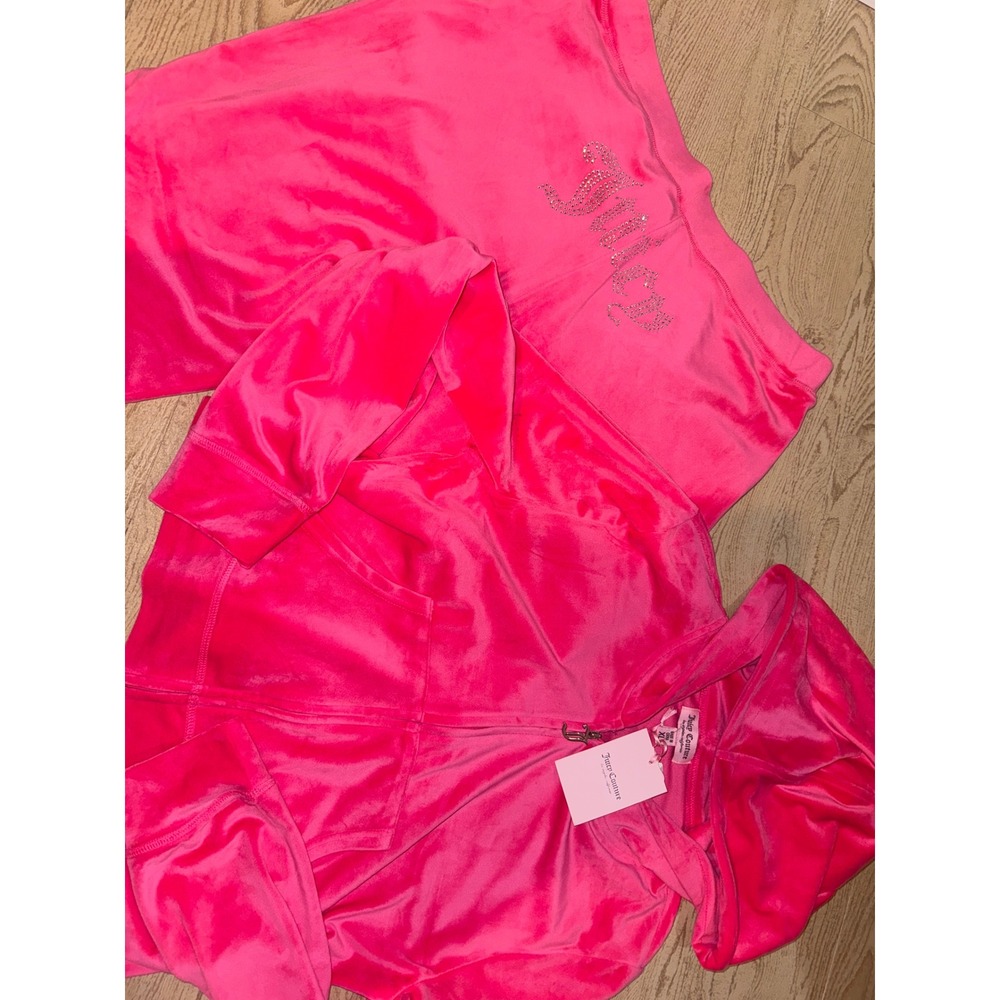 Juicy Couture Pink Velour Tracksuit Set Rhinestone Logo NWT XL